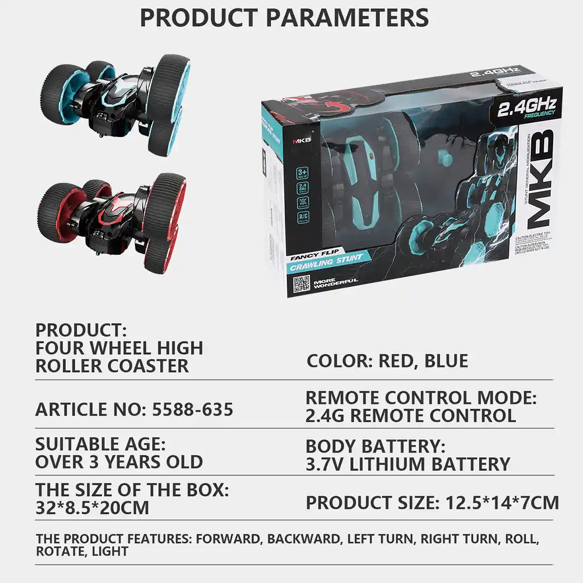 Mkb R/C Crawling Stunt Car 3yrs +