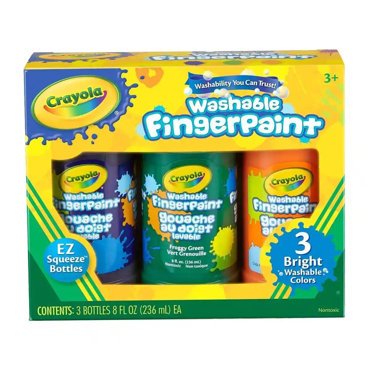 Crayola 3 Ct. 8-Oz. Washable Finger paint Bright Colors - Kiddy Zone