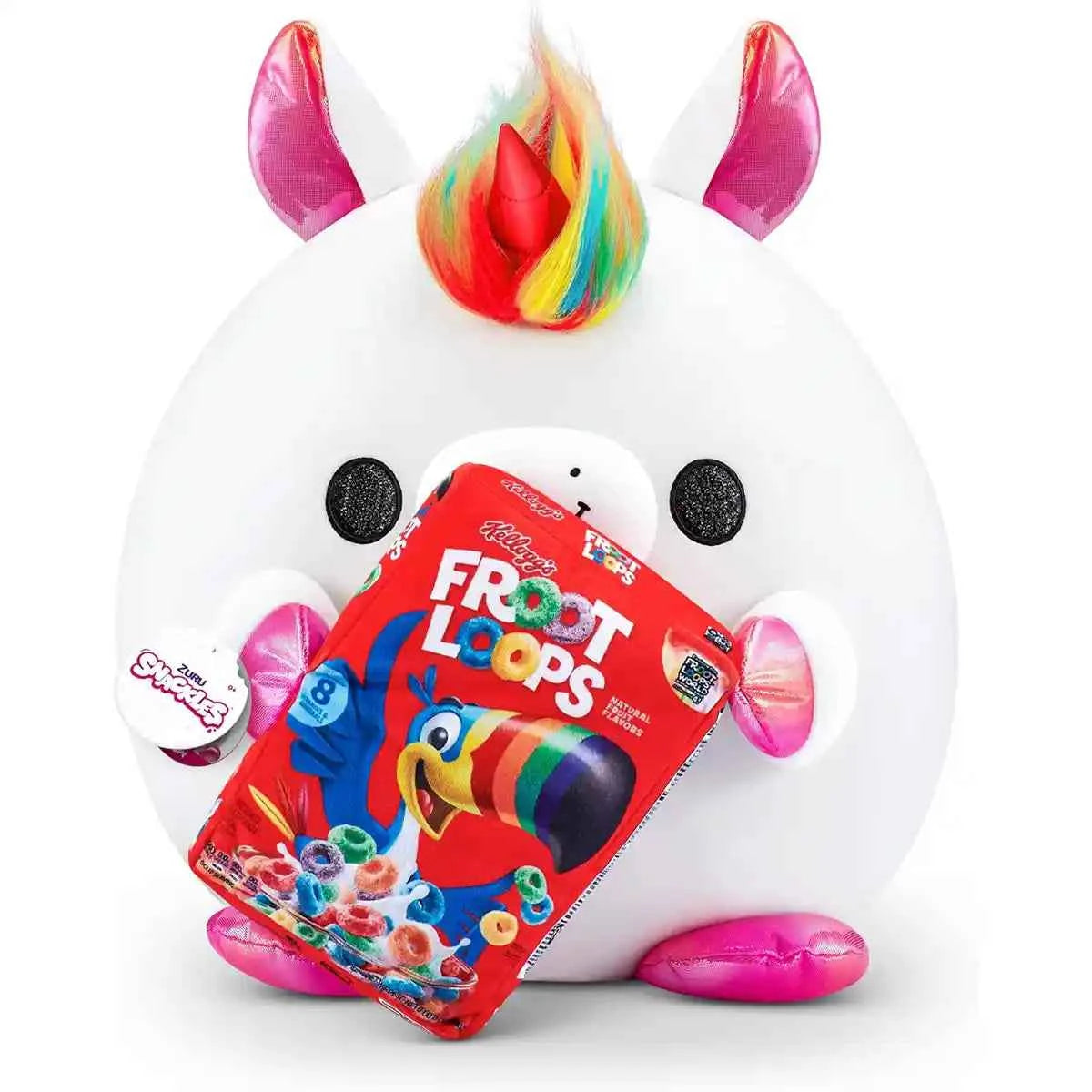 Snackles Medium - Unicorn holding PLUSH Kellogg's Froot Loops 10.1 OZ - Kiddy Zone