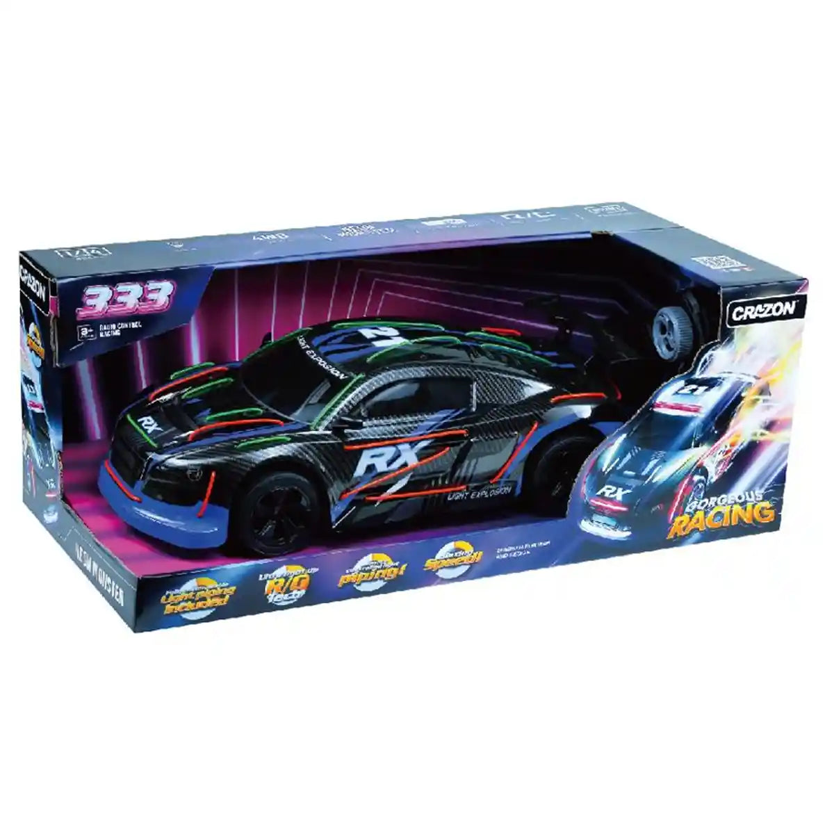 Crazon 1:10 Racing Car With Gl Wire Cool Lights 3yrs+ - Kiddy Zone