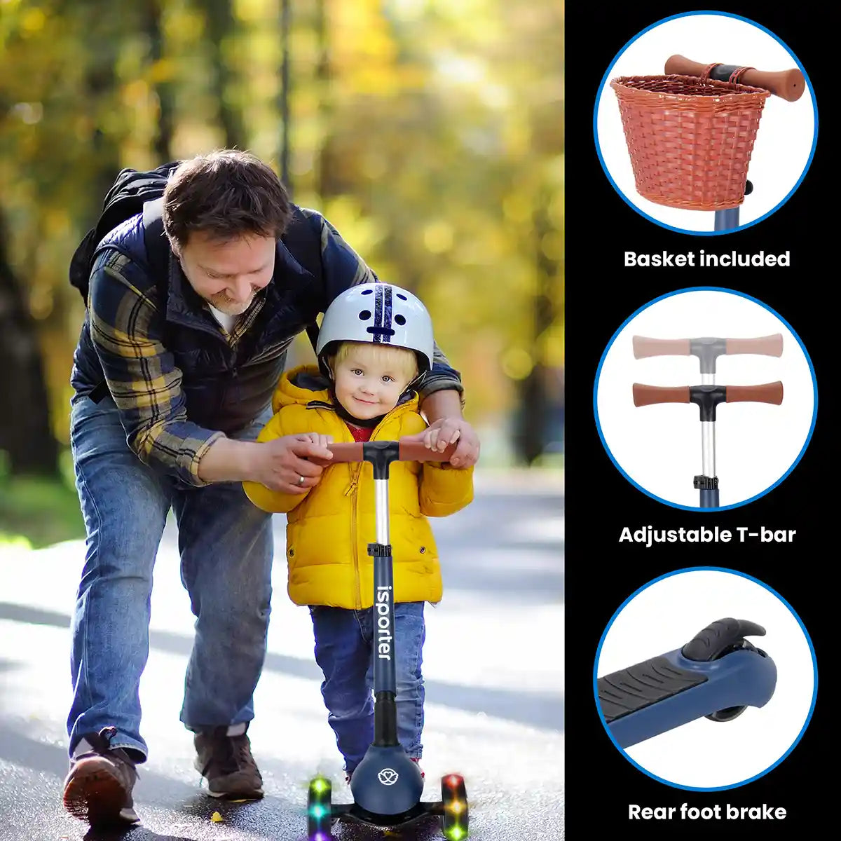 iSporter Pro Scooter With Basket M6 Blue - Kiddy Zone