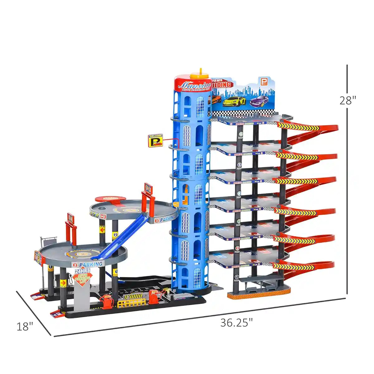 Car And Garage Parking Lot Set