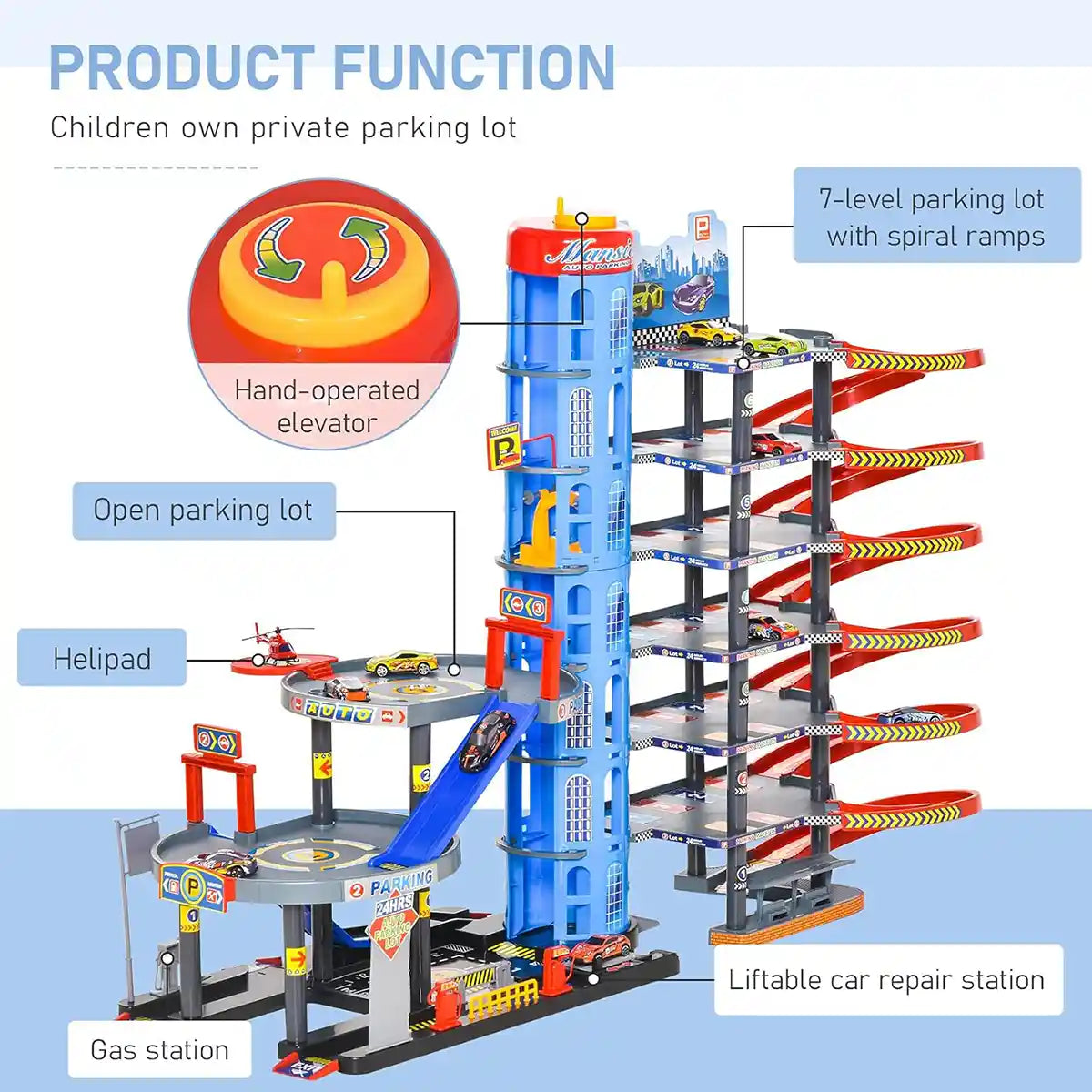 Car And Garage Parking Lot Set
