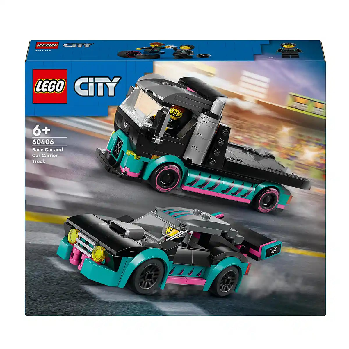 LEGO City Race Car and Car Carrier Truck Building Toy 60406 - Kiddy Zone