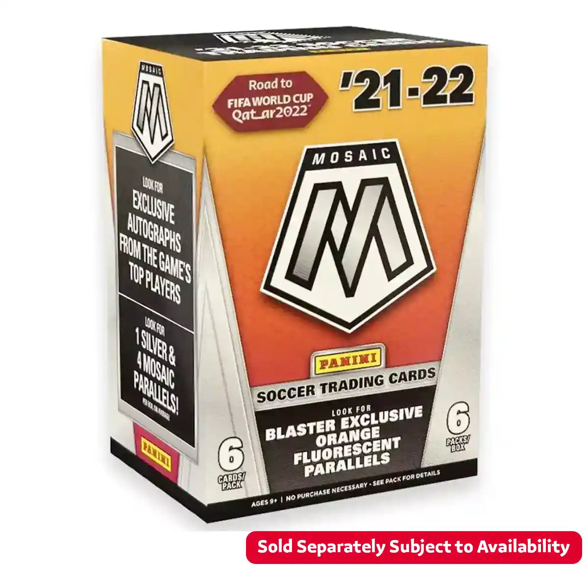 Panini Mosaic Road to FIFA World Cup Qatar 2022 Soccer Look for Blaster Exclusive Orange Fluorescent Parallels 2021-2022 Blaster Exclusive