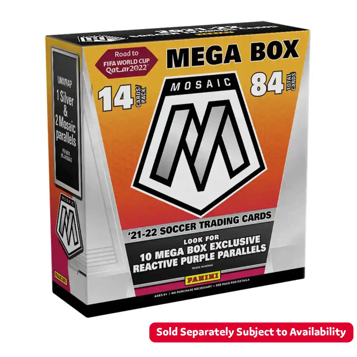 Panini Mosaic Road to FIFA World Cup Qatar 2022 Soccer Look for 10 Mega Box Exclusive Reactive Gold Parallels 2021-2022