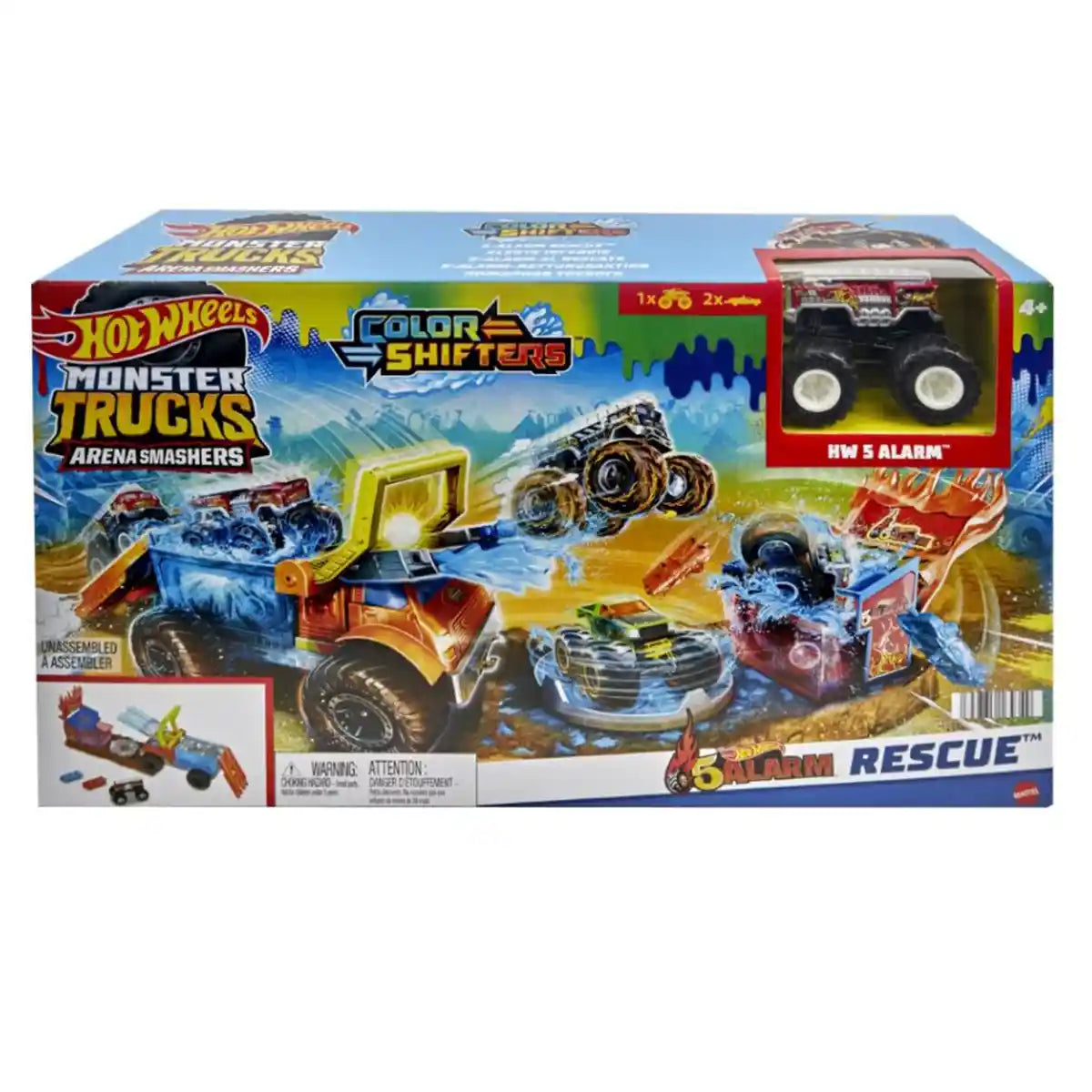 Hot Wheels MT Arena Smashers: 5 Alarm's Color Shifter Water Blast Smash Playset - Kiddy Zone
