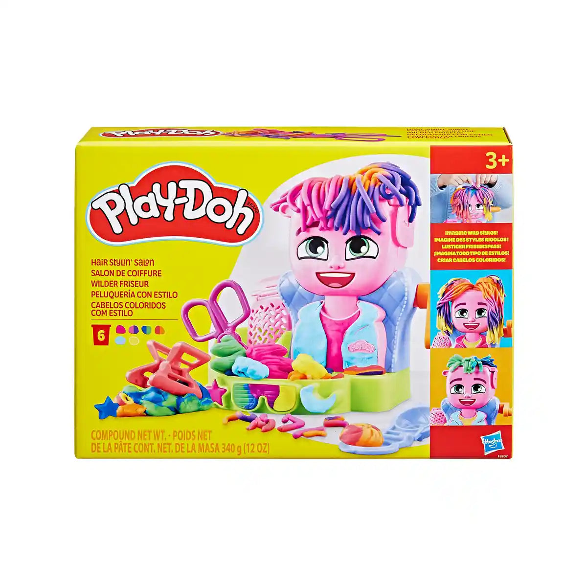 Playdoh Hair Stylin' Salon Playset with 6 Cans, Pretend Play Toys for  3+