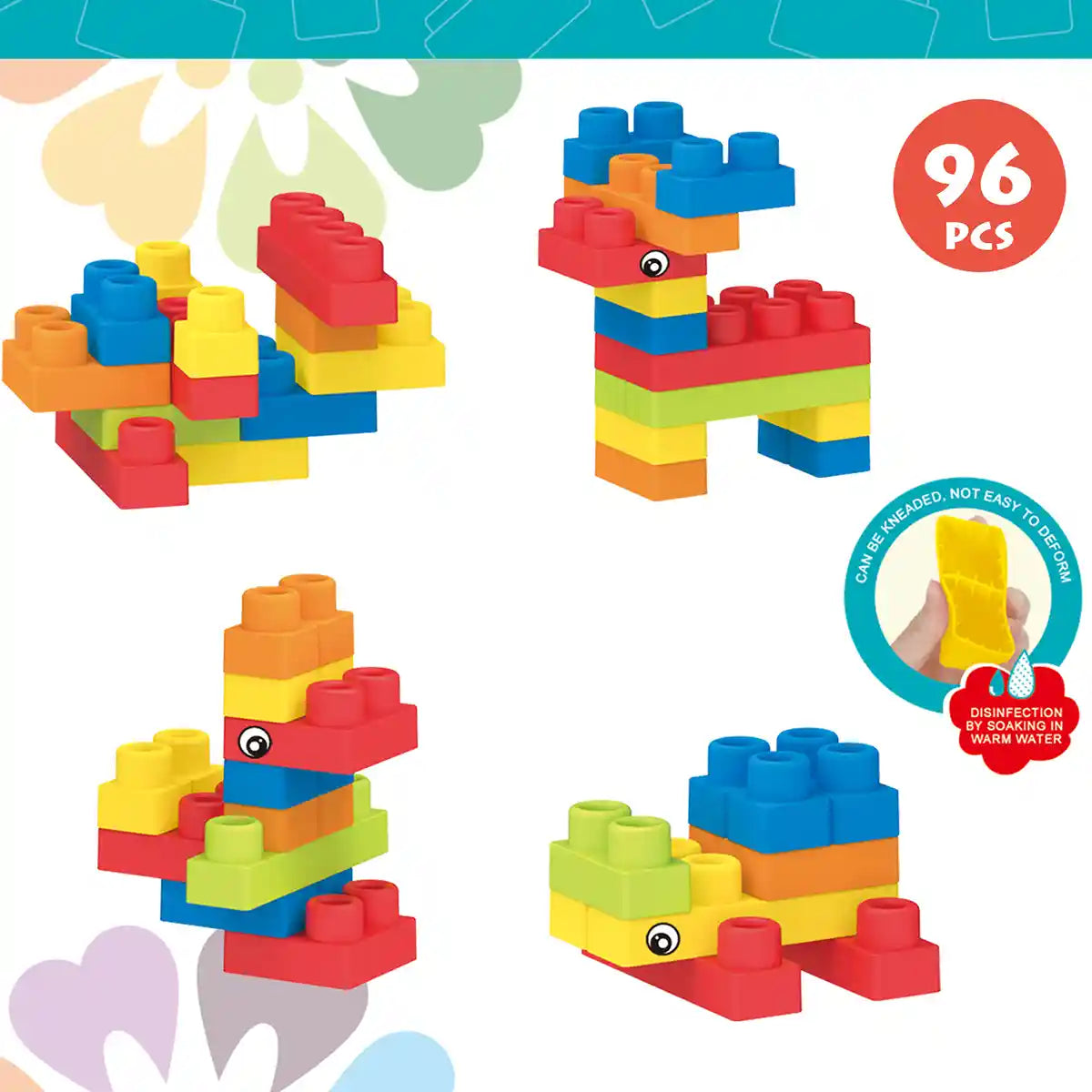 Educational Soft Building Blocks Toys (96pcs) Blue 18m+