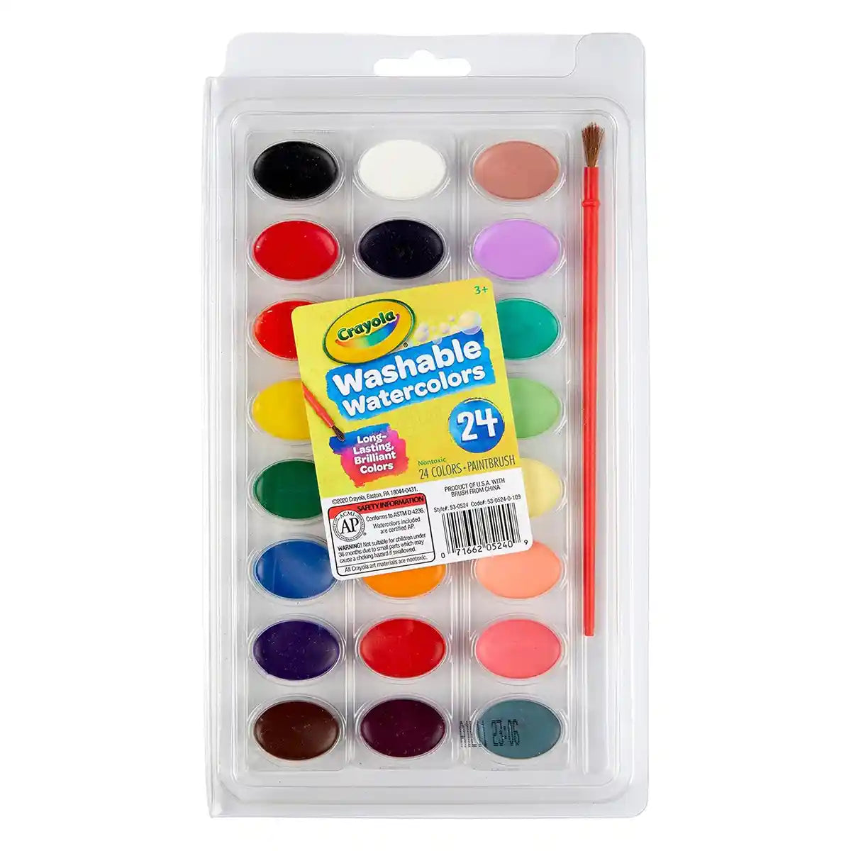 Washable Watercolors with Brush - 24 ct.