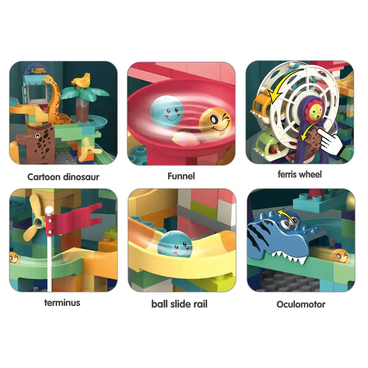 Dinosaur Ferris Wheel Building Block Ball Slide (255pcs) 3yrs+