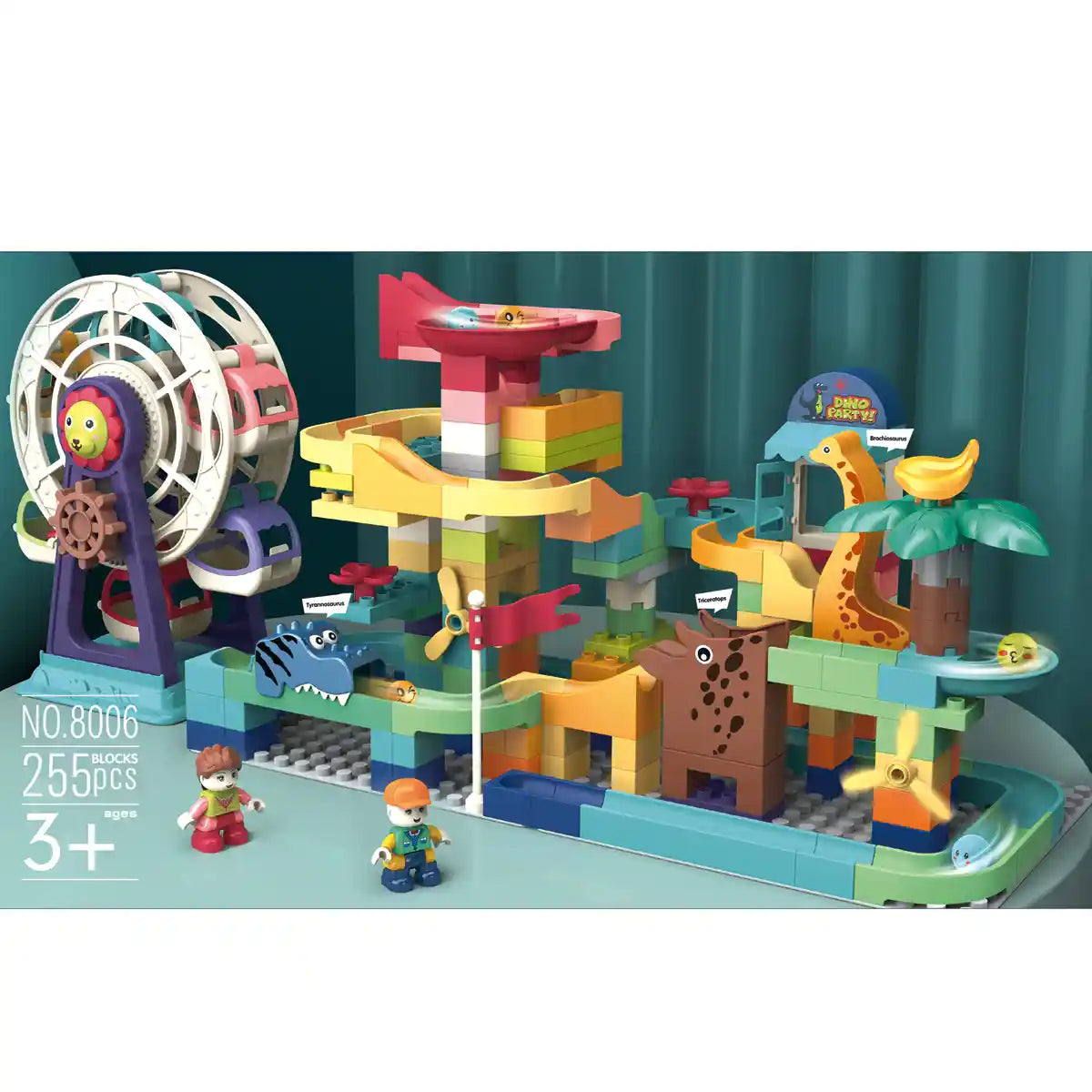 Dinosaur Ferris Wheel Building Block Ball Slide (255pcs) 3yrs+