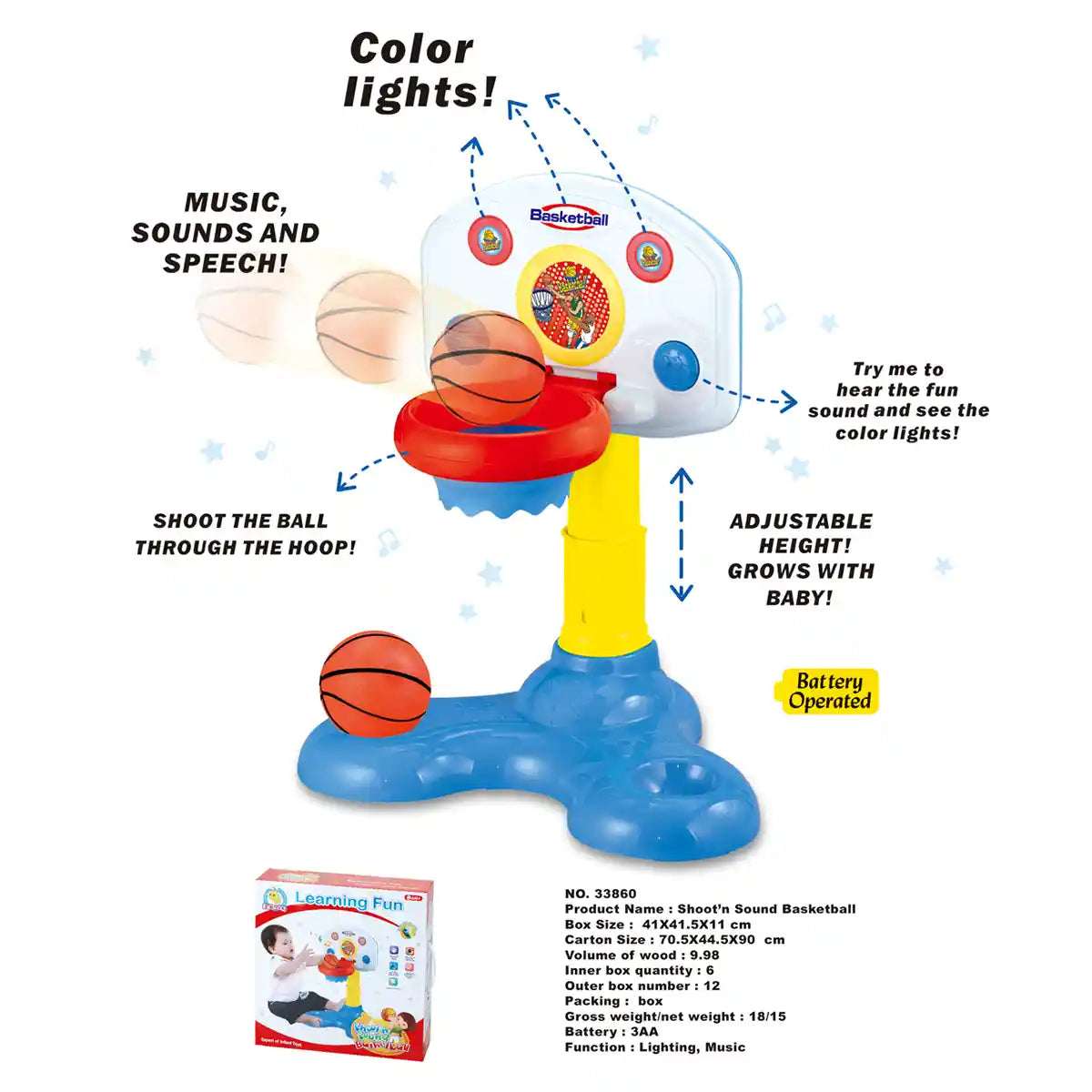 Fivestar Basketball Board With Lighting & Music 6m+