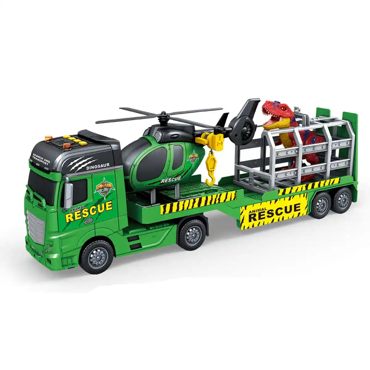 Jinjia Dino Rescue Transporter With Helicopter And Dinosaurs (Sound+Light) 3yrs+