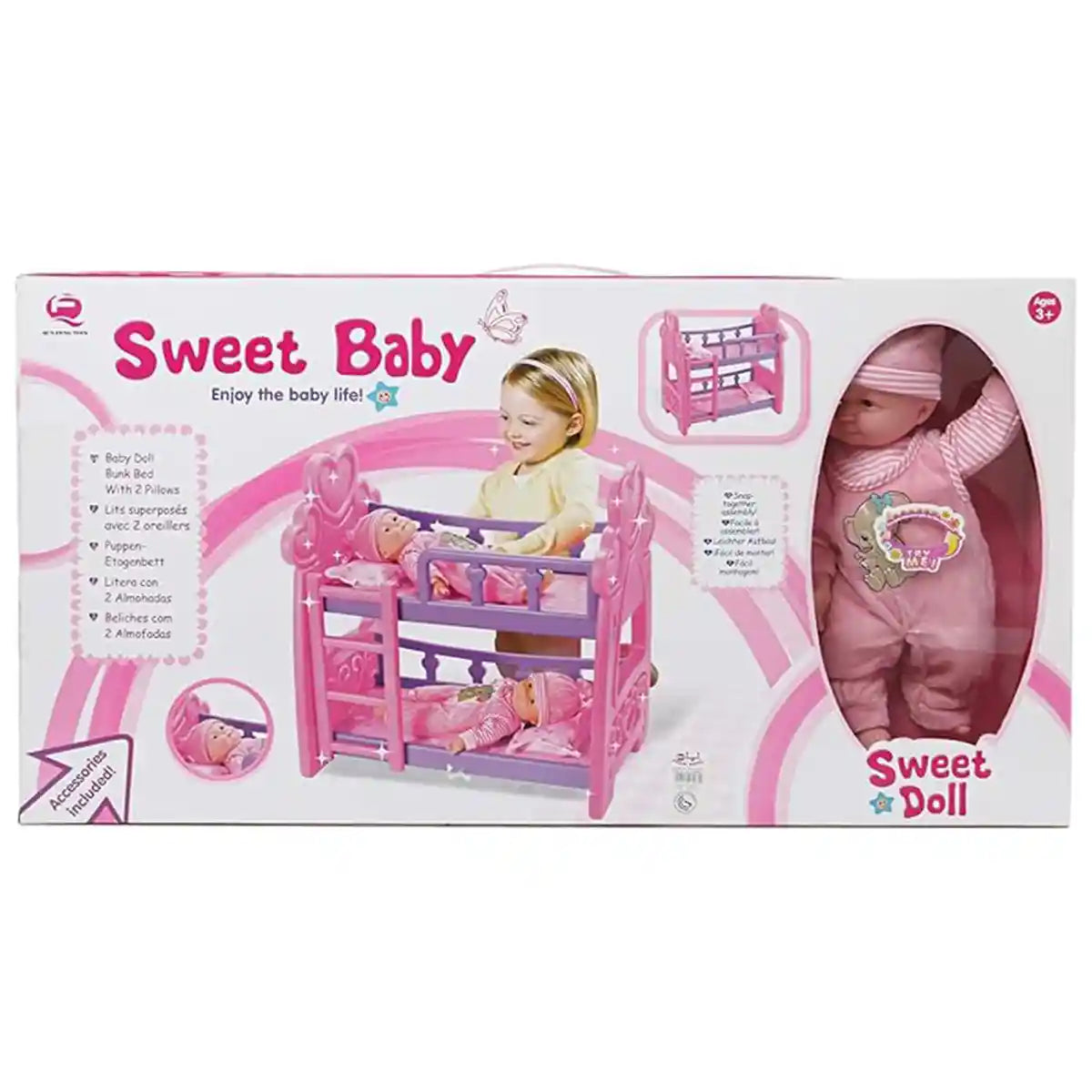Qf Sweet Baby Double Bed With Dolls 3yrs+