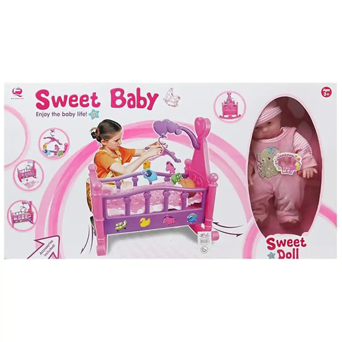 Qf Sweet Baby Doll With Crib 3yrs+