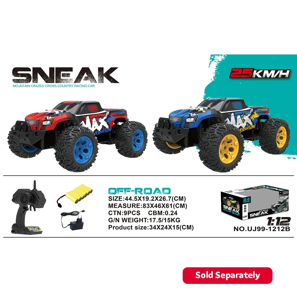 Rc Truck 2.4g Scale 1:12 Sneak Off-Road 25km/H For 8yrs+