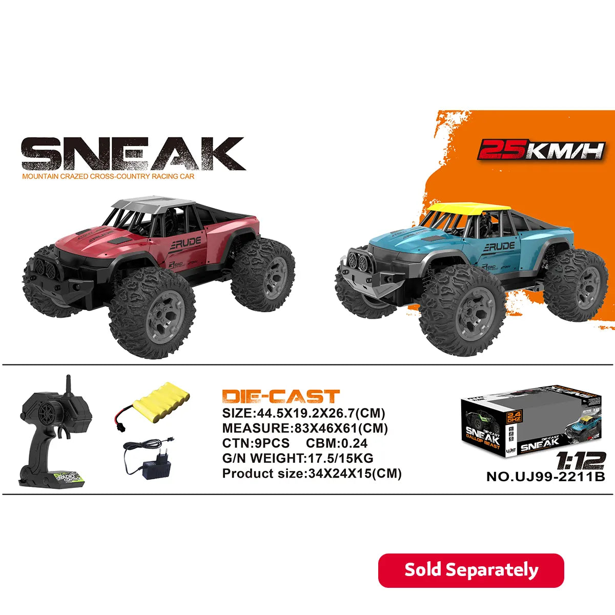 1:12 High-Speed Alloy Off-Road Vehicle (Pet) 2.4g  (Including Electricity) 25km/H 8yrs+