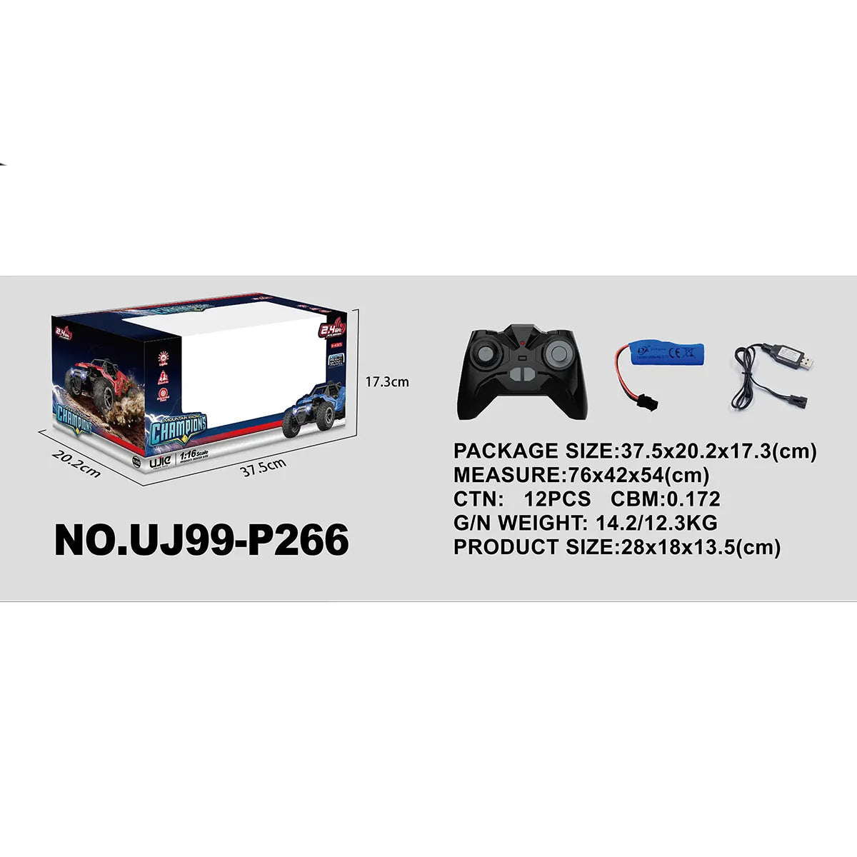 R/C 1:16 2.4g Alloy Off-Road Vehicle (With Lights) 8yrs+