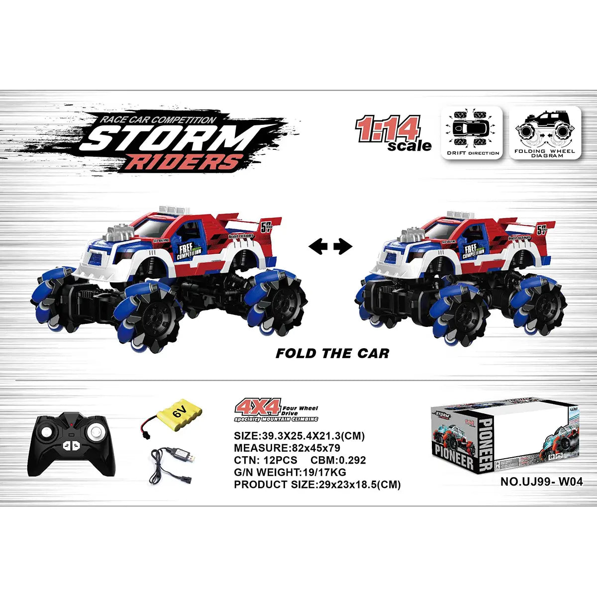 1:14 FOUR-WHEEL DRIVE FOLDING DRIFT REMOTE CONTROL CAR 2.4G 8YRS+