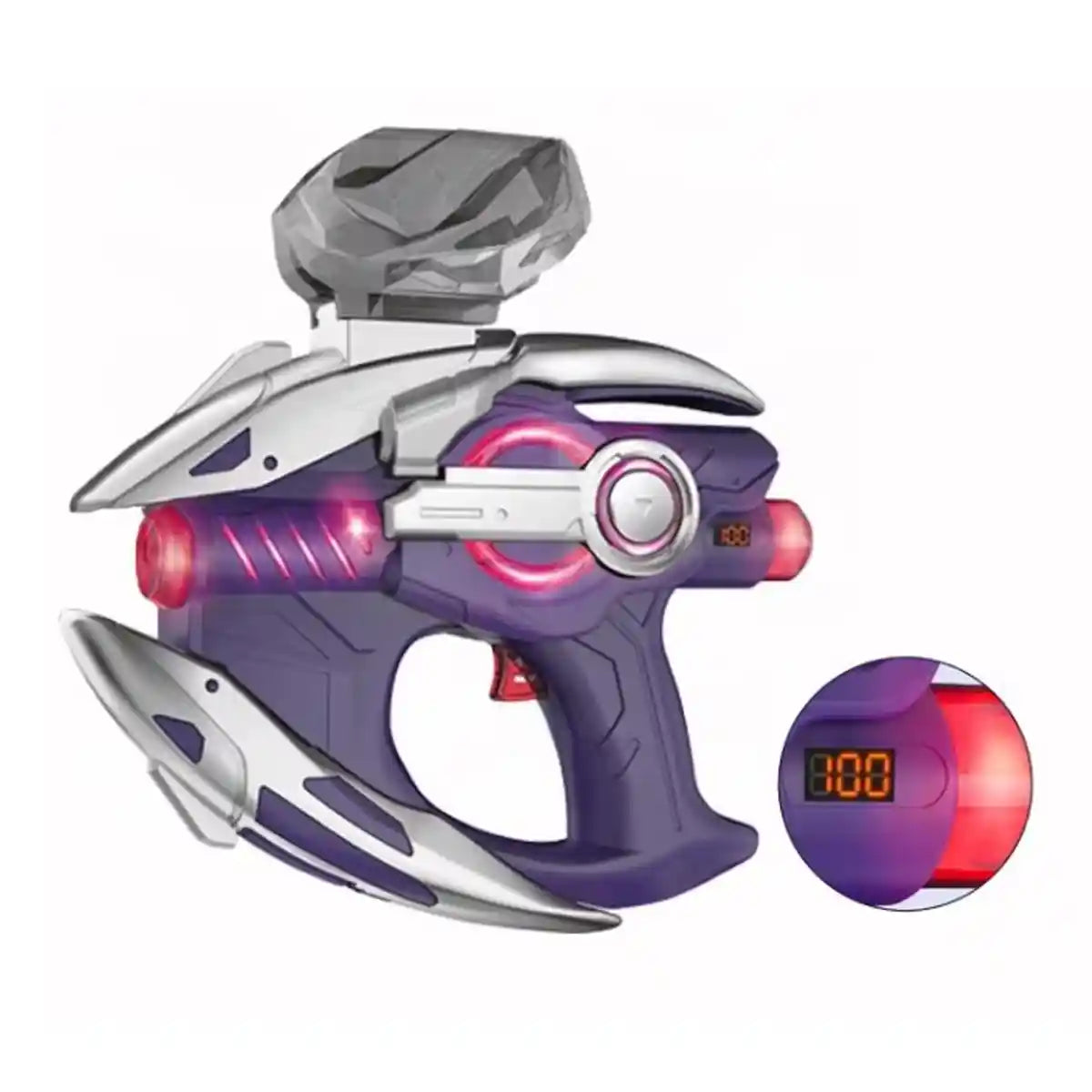 Water bullet gun with rotating light and remaining power LED display screen 14yrs+ - Kiddy Zone