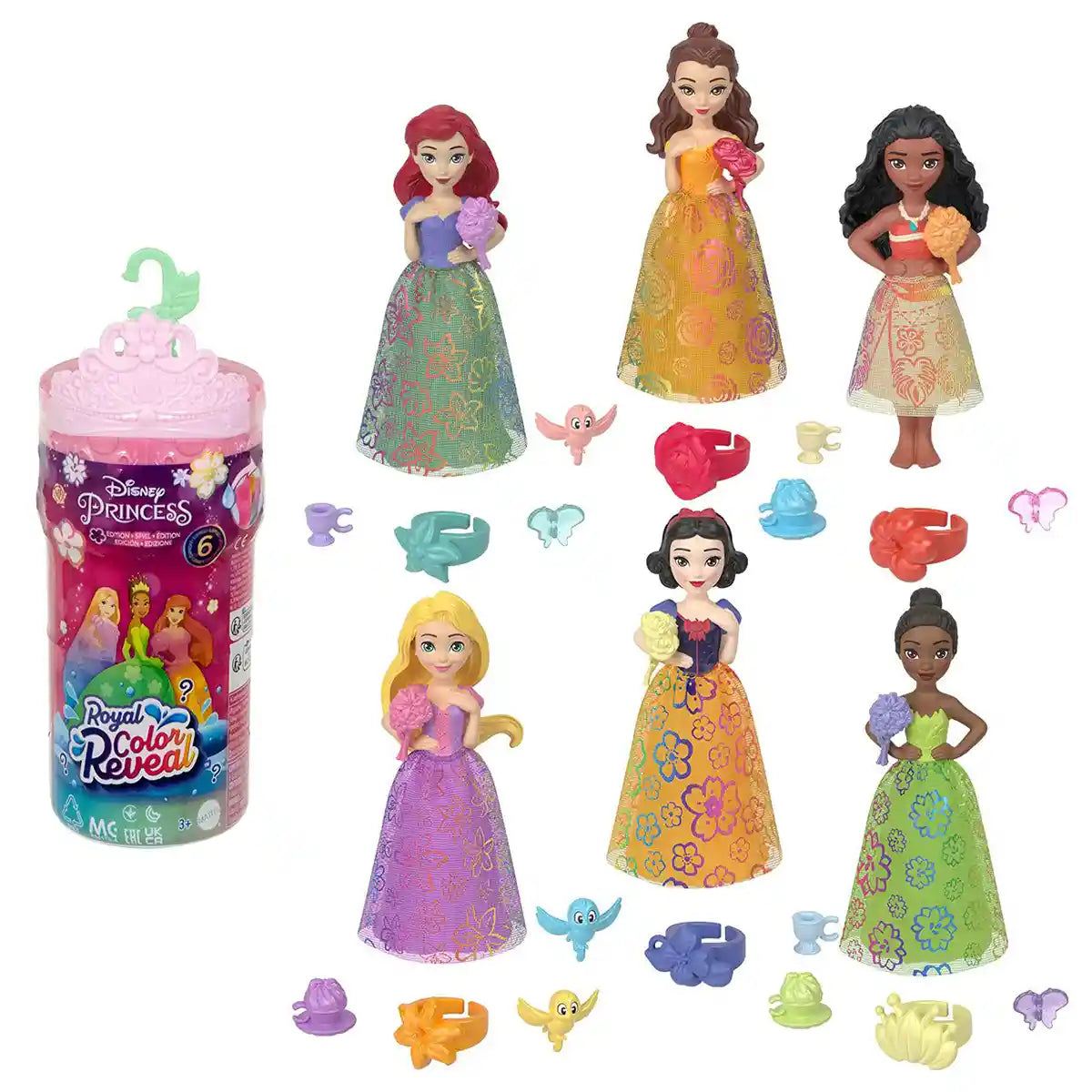 Disney Princess Small Doll - Royal Reveal Flower Spring Asst CDU - Kiddy Zone