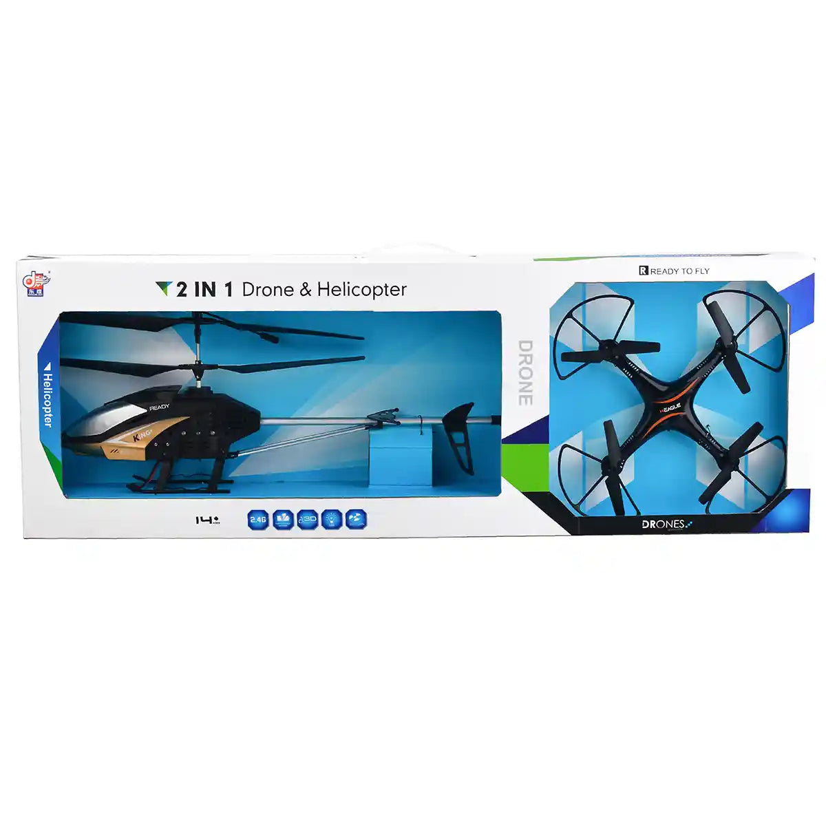 2.4g Drone + helicopter 2 in 1 packing with 1 controller DH8003D+X33