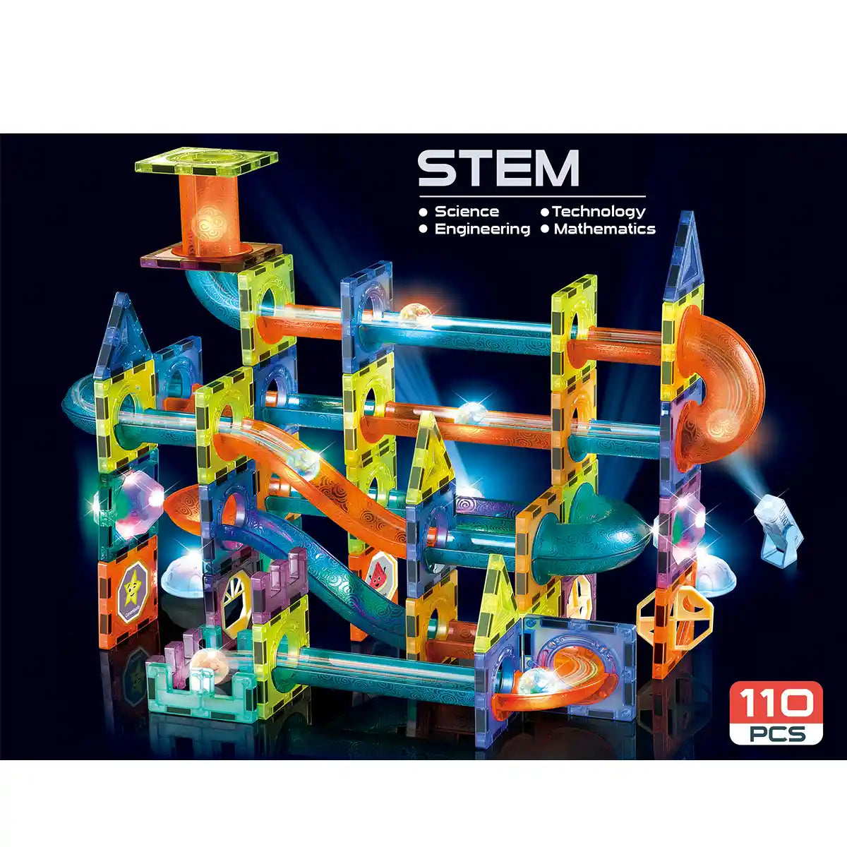 Magic Magnetic Paradise (Magnetic Light Ball Track Building Block) 110pcs Barrel 3yrs