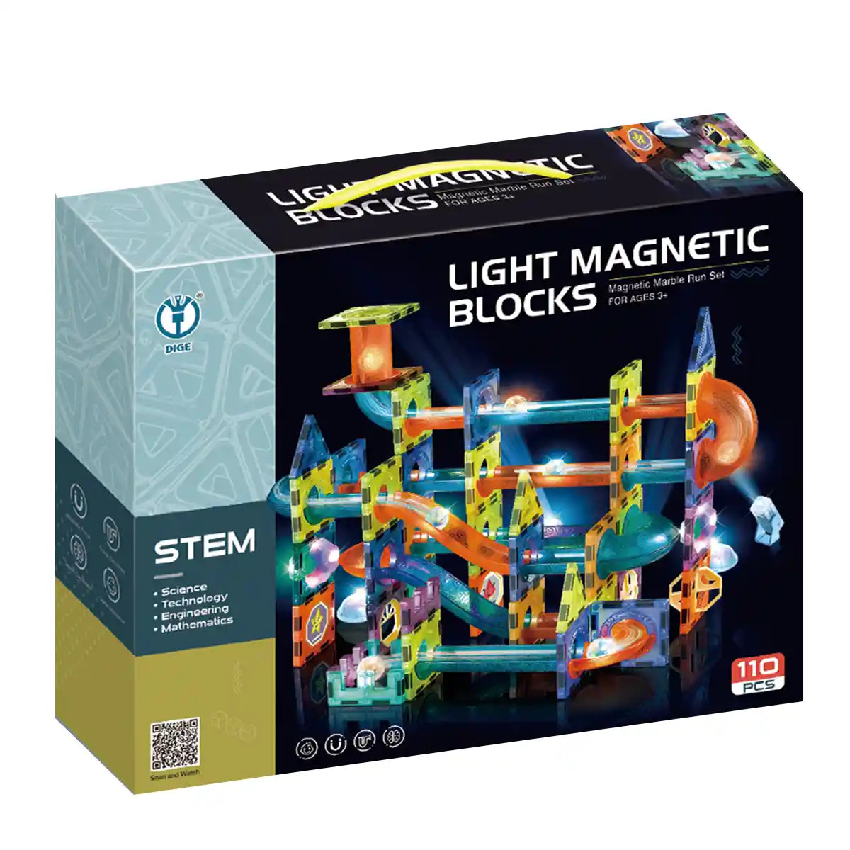 Magic Magnetic Paradise (Magnetic Light Ball Track Building Block) 110pcs Barrel 3yrs