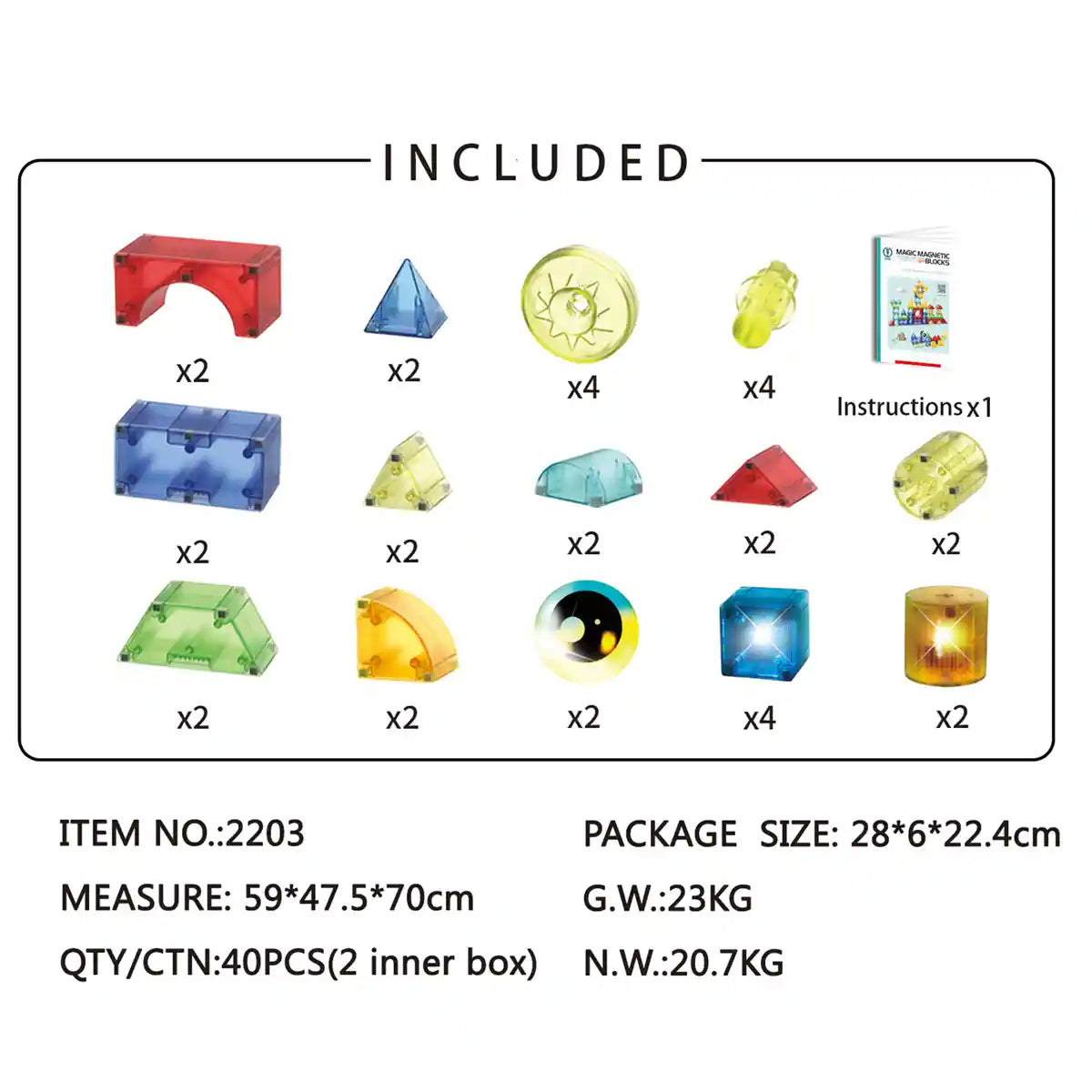 Puzzle Magnetic Building Blocks 32PCS Light Edition 3YRS+