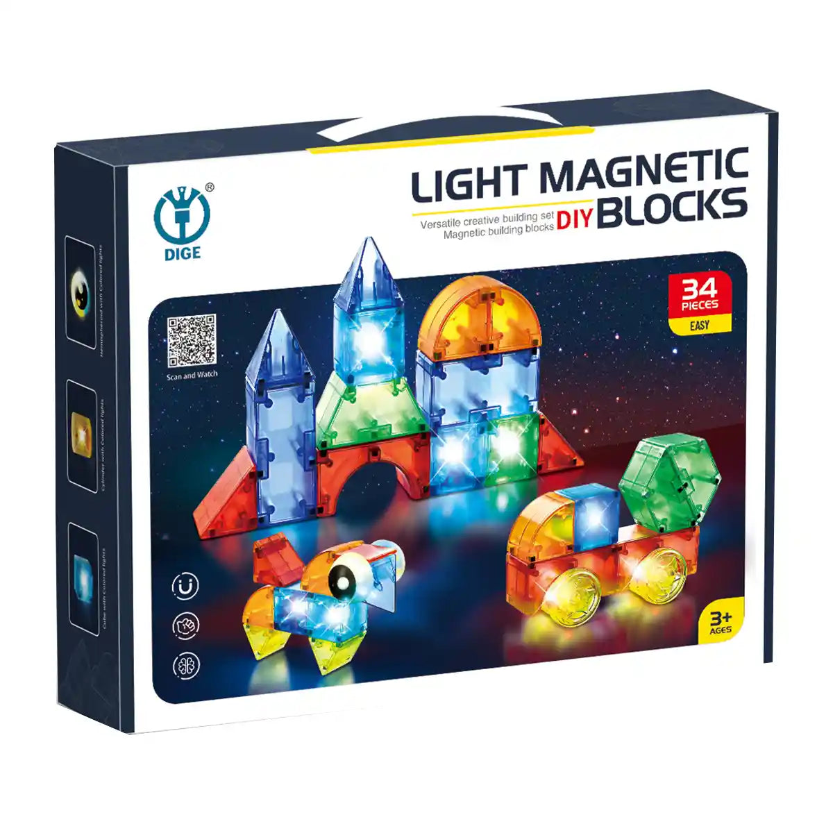 Puzzle Magnetic Building Blocks 32PCS Light Edition 3YRS+