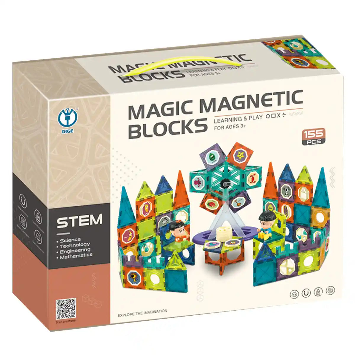 Magic Magnetic Paradise (Color Window Magnetic Chip Building Blocks) 155pcs 3yrs+