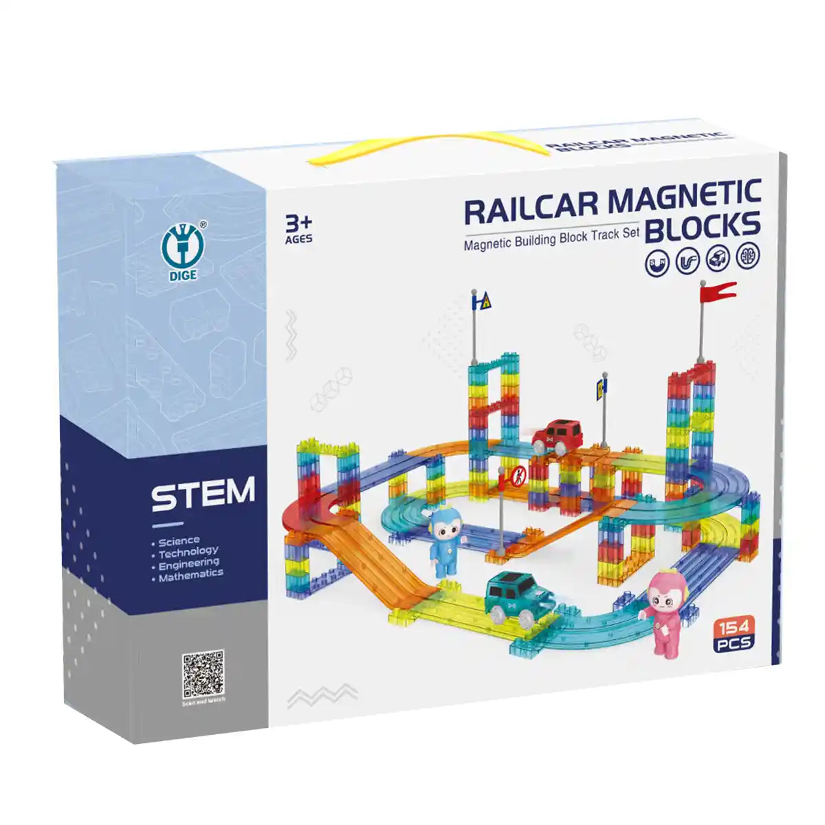 154pcs magnetic blocks for rail car 3YRS