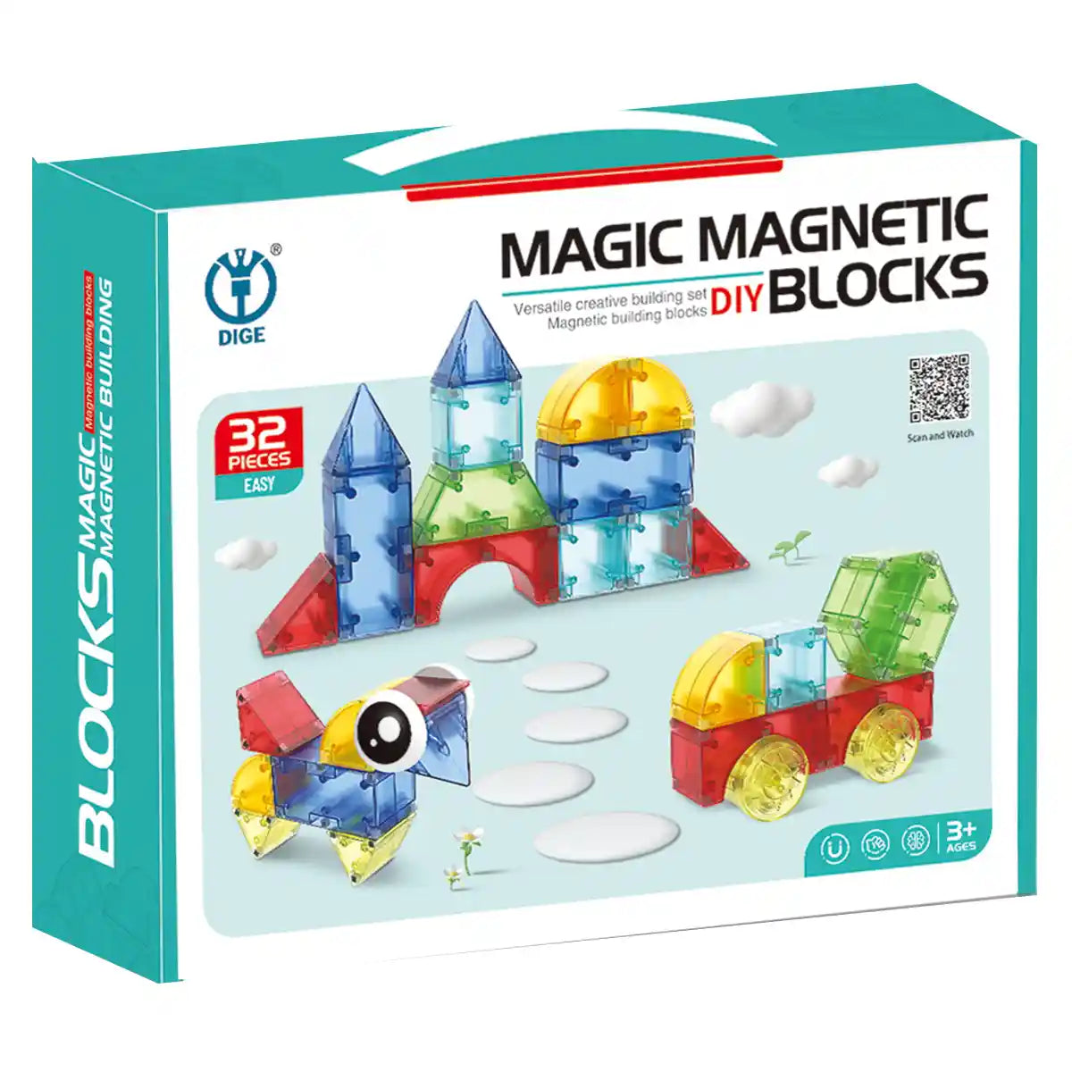 32Pcs Puzzle Magnetic building blocks 3YRS+