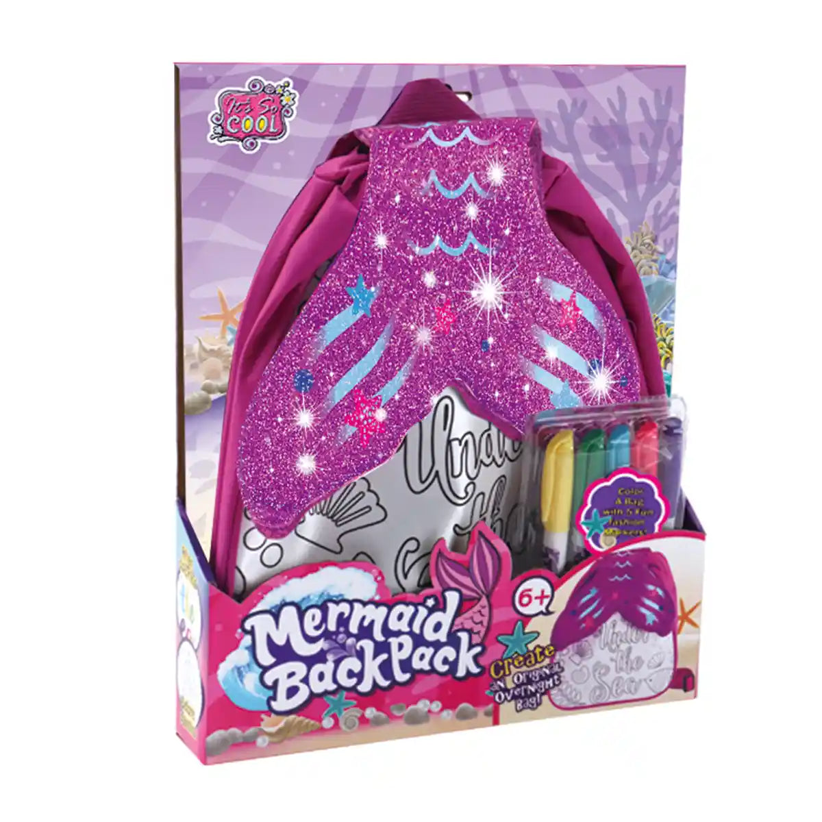 Mermaid Diy Painted Watercolor Backpack (5-Color Washable Pen) 6yrs+
