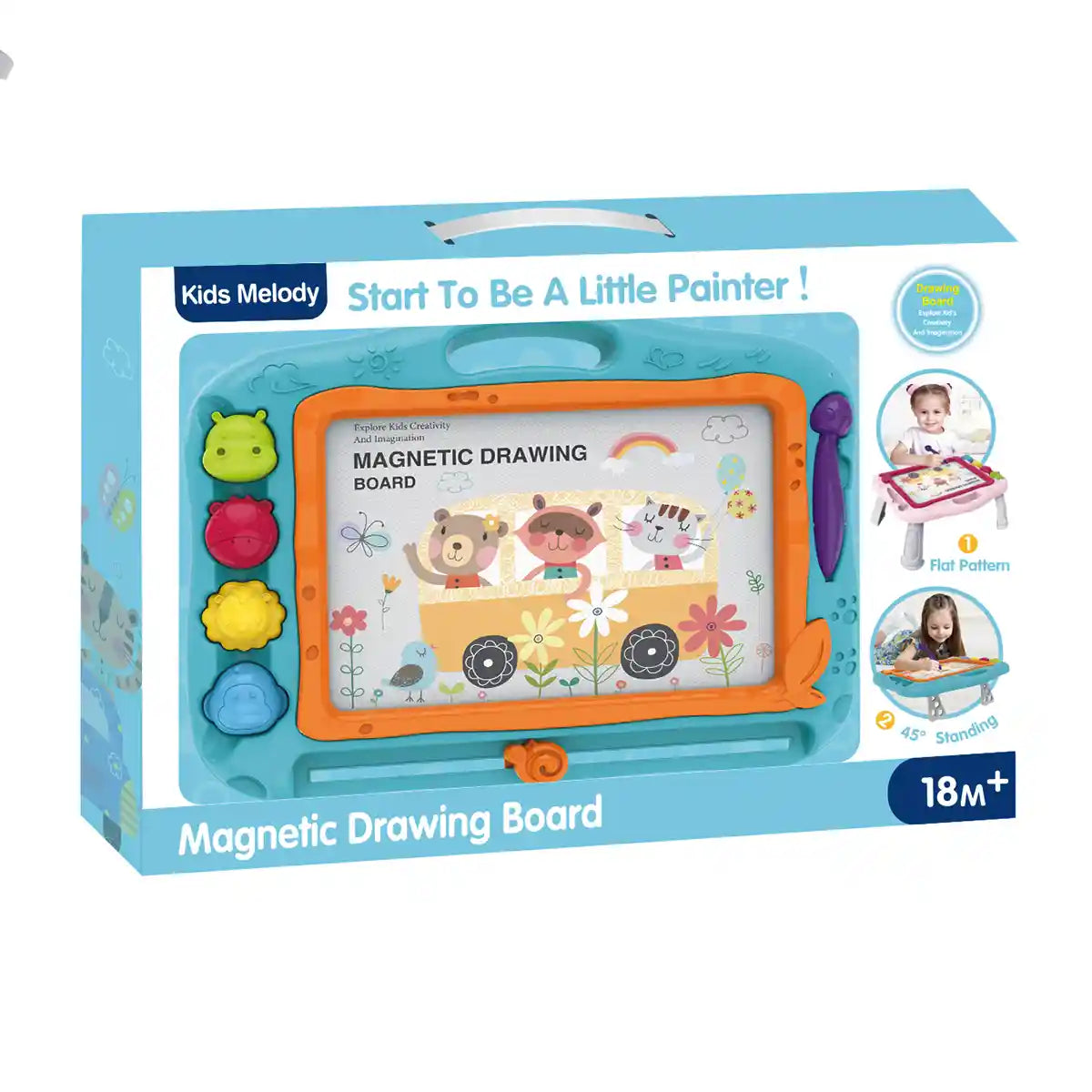 Puzzle Magnetic Color Painting Board with 12 Color Copy Cards (Blue and Pink) 0M+