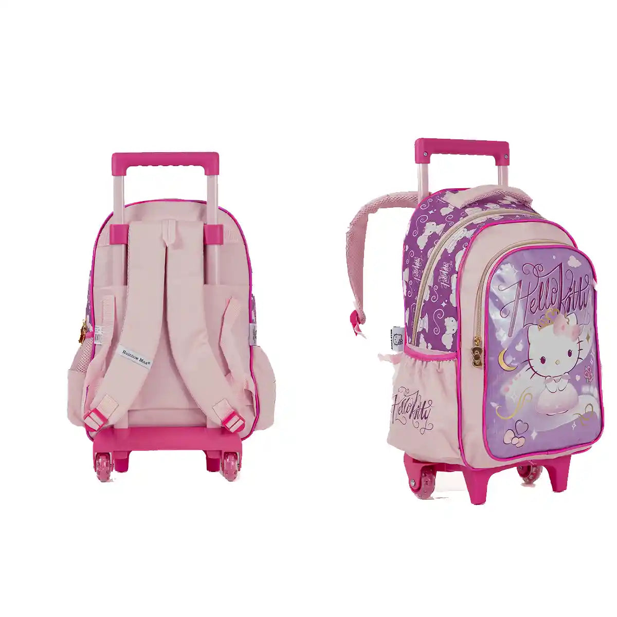 HELLO KITTY Trolley Bag 2 Main Compartments and 2 Side Pockets 16" W/ LUNCH BAG & PENCIL CASE