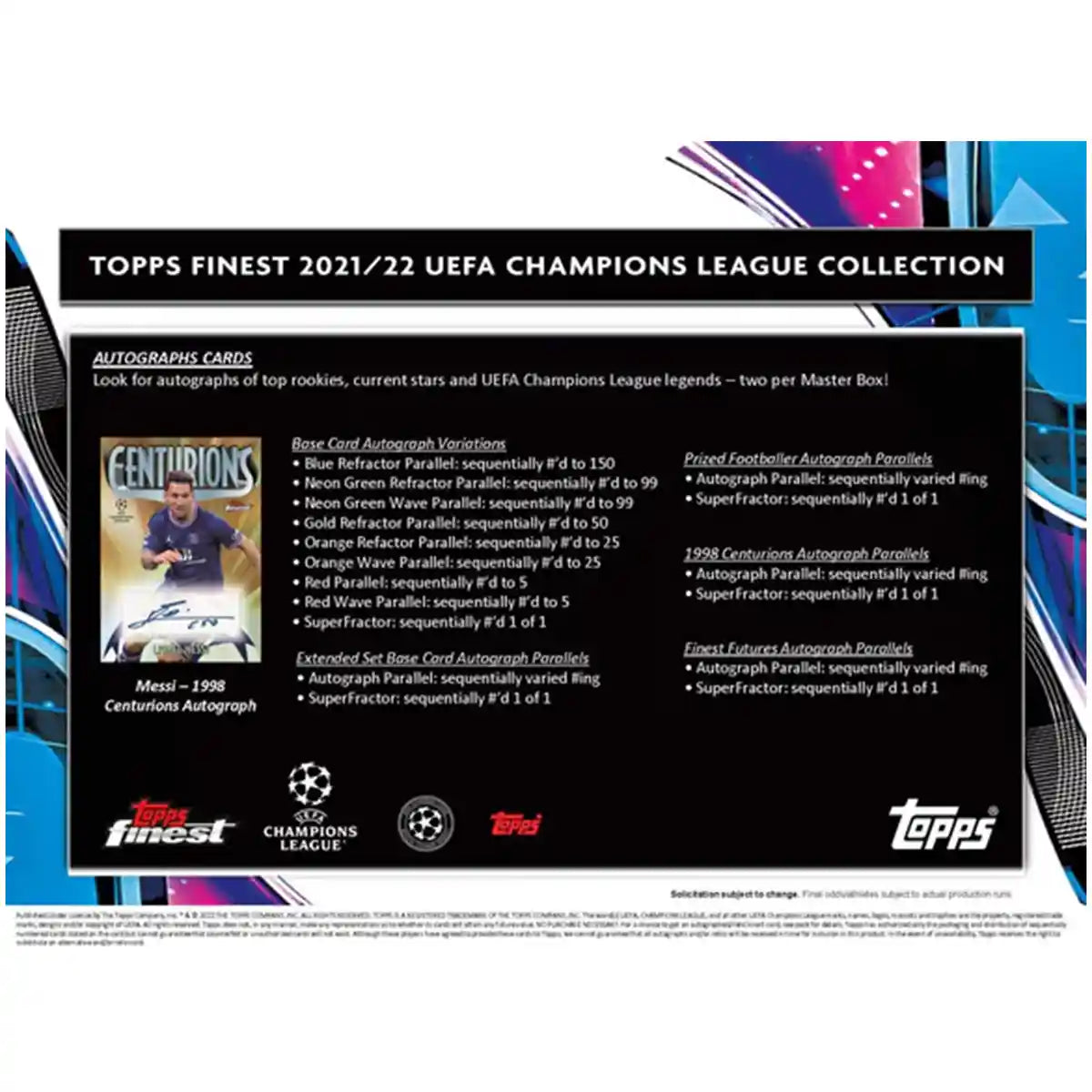 Chp-Finest 2022 Hobby (1 Case/ 8 Boxes/ 2 Mini Boxes/ 6 Packs/ 5 Cards)