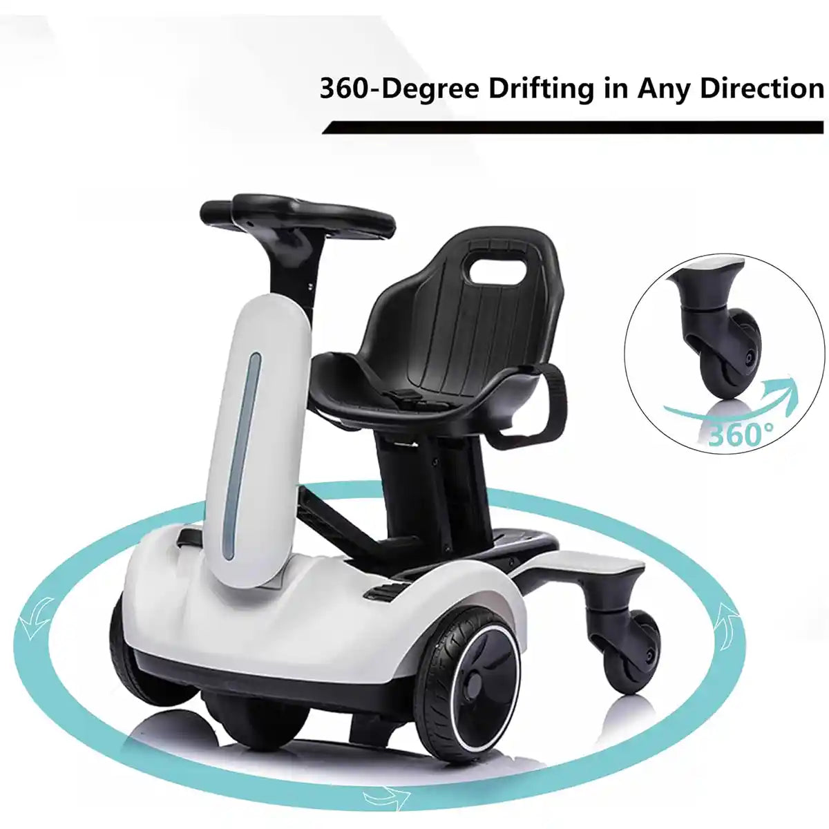 Go-Kart with 2-Way Adjustable Seat for 3Yrs+ White