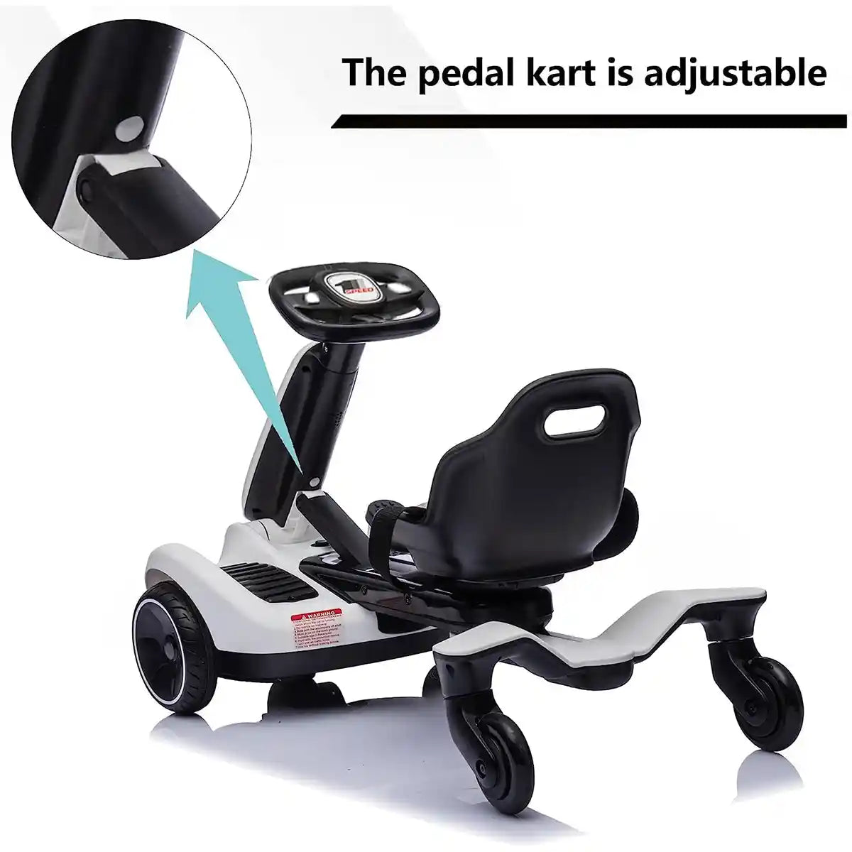Go-Kart with 2-Way Adjustable Seat for 3Yrs+ White