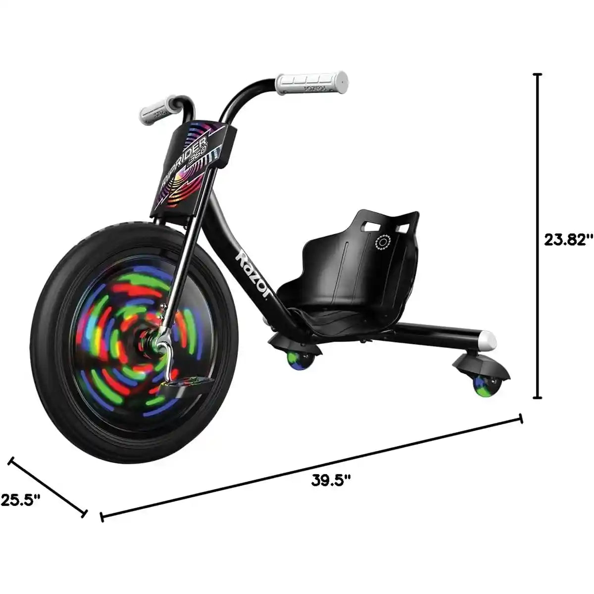 RAZOR RIPRIDER 360 LIGHTSHOW INTL BLACK Ages 5-18yrs