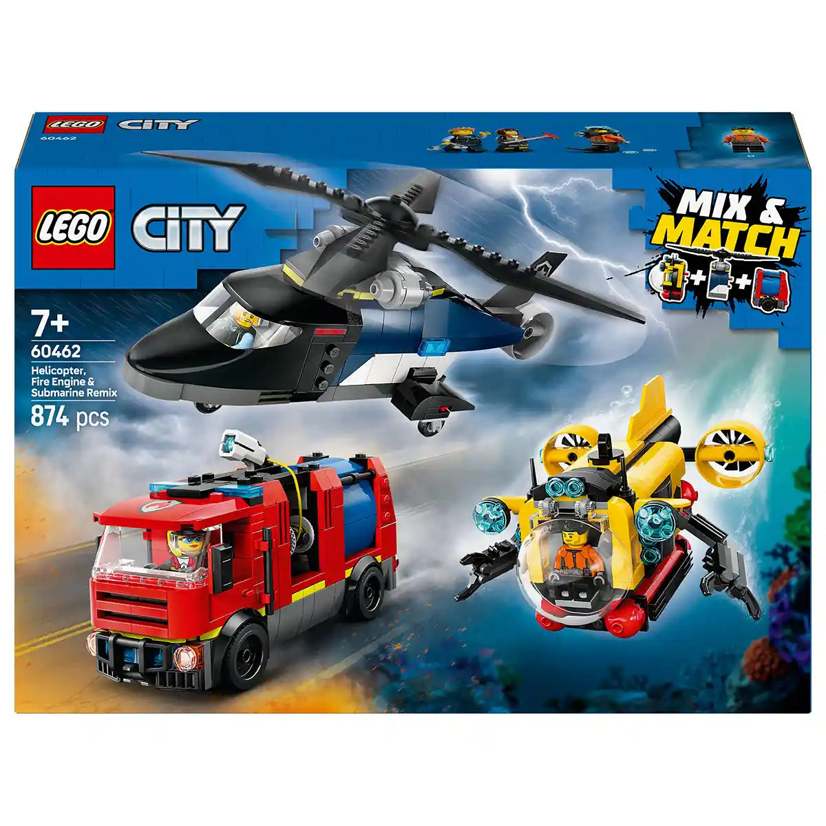 Lego 60462 Helicopter, Fire Truck & Submarine Remix - Kiddy Zone