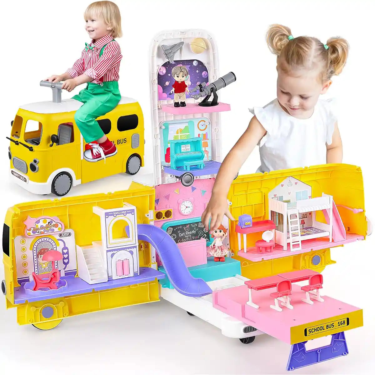 School bus with 26pcs accessories for 3yrs+