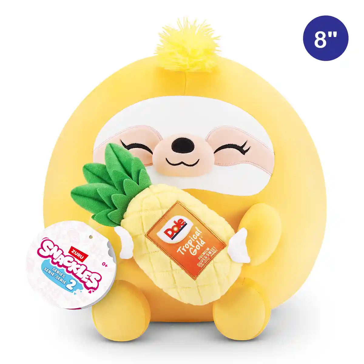 Snackles-Plush 8"-Series 2-Plush 8" Sloth & Dole (Pinapple) - Kiddy Zone