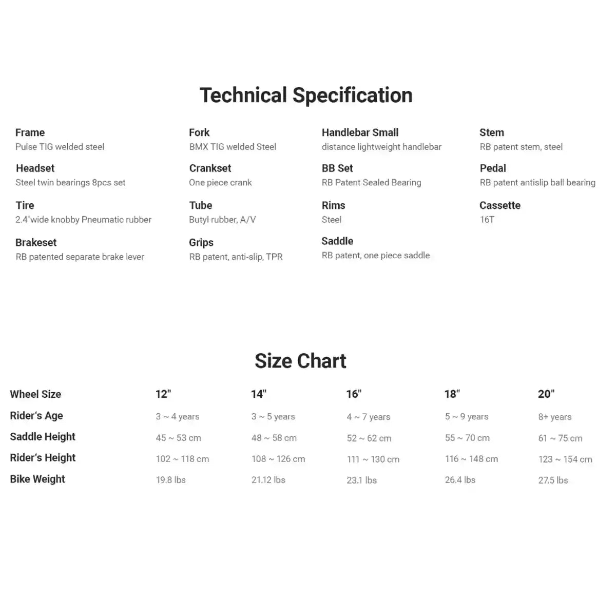 RB Children Bicycle 7th Freestyle Yellow 16"