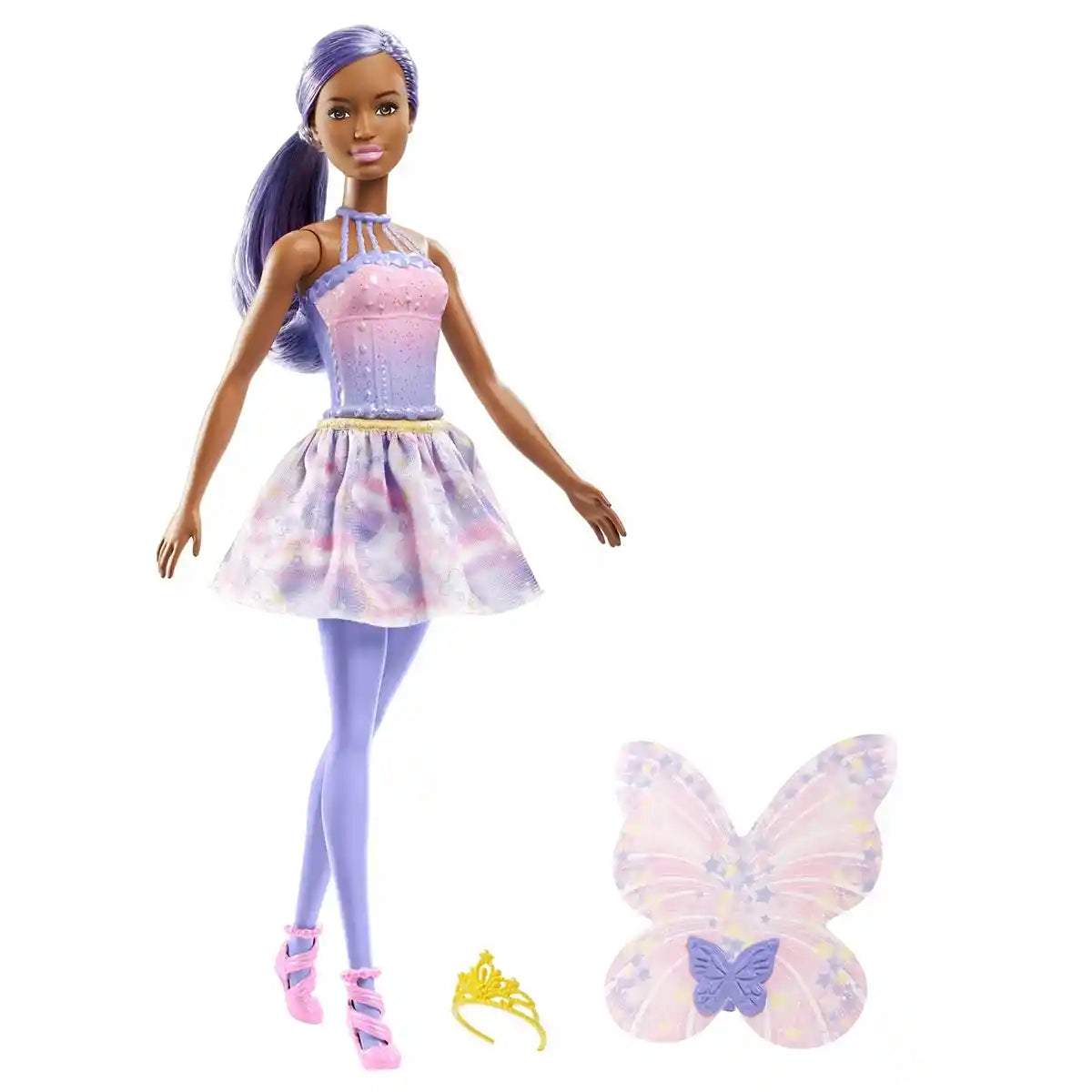 Barbie Dreamtopia Fairy Doll, Purple Hair & Star-Decorated Wings - Kiddy Zone