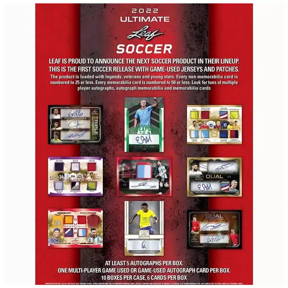 2022 Ultimate Leaf Soccer Sport Cards- 5 Autograph Cards Plus 1 Memorabilia