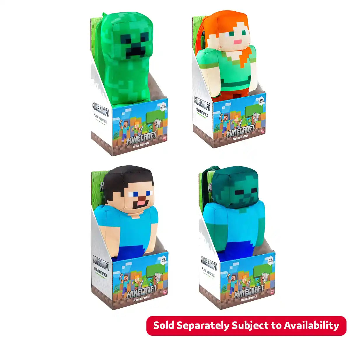 Minecraft Plush Backpacks 30cm Asst. 4 Ltray