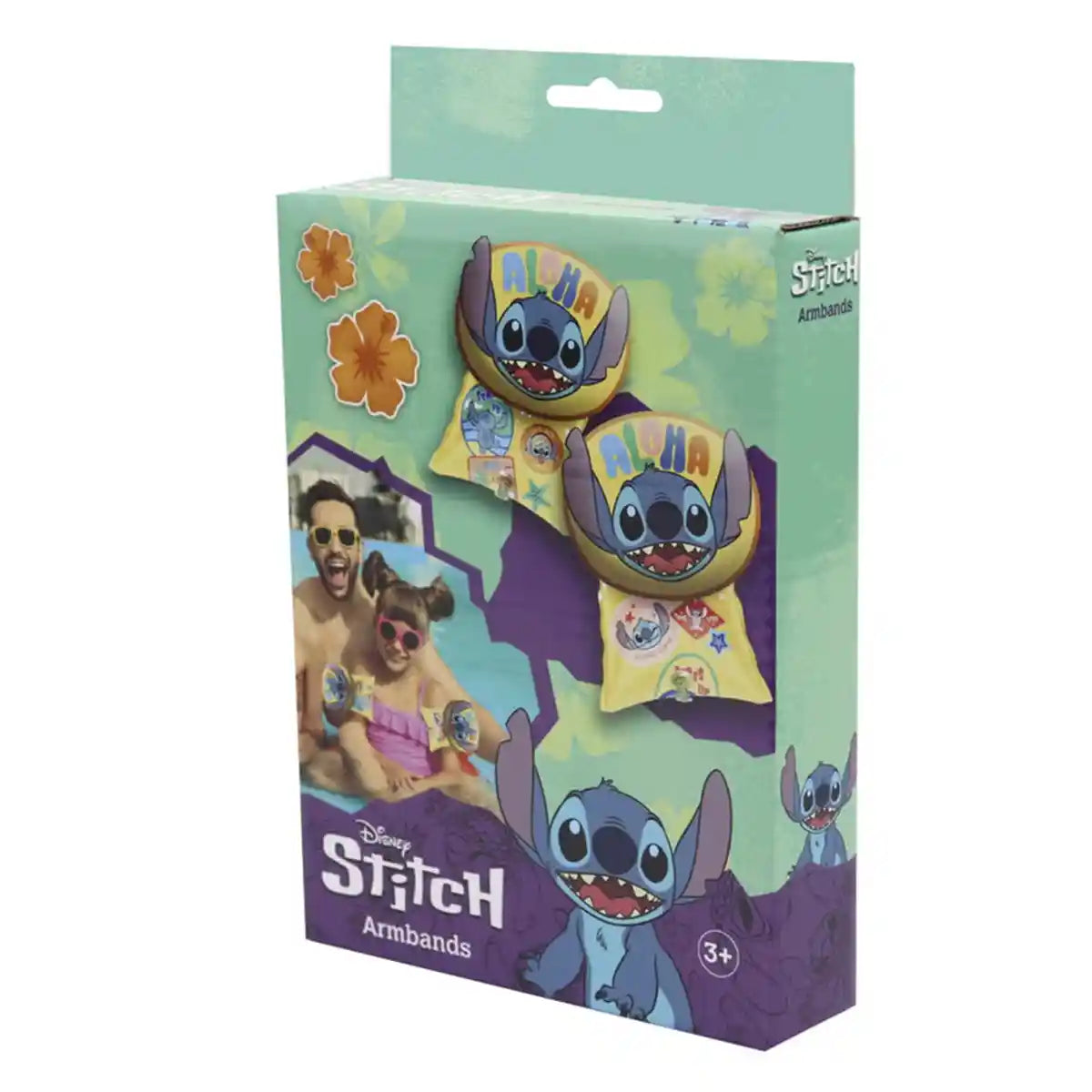 Disney 3d Arm Badns - Stitch - Packed In Color Box - 15 Cm Wide - Kiddy Zone