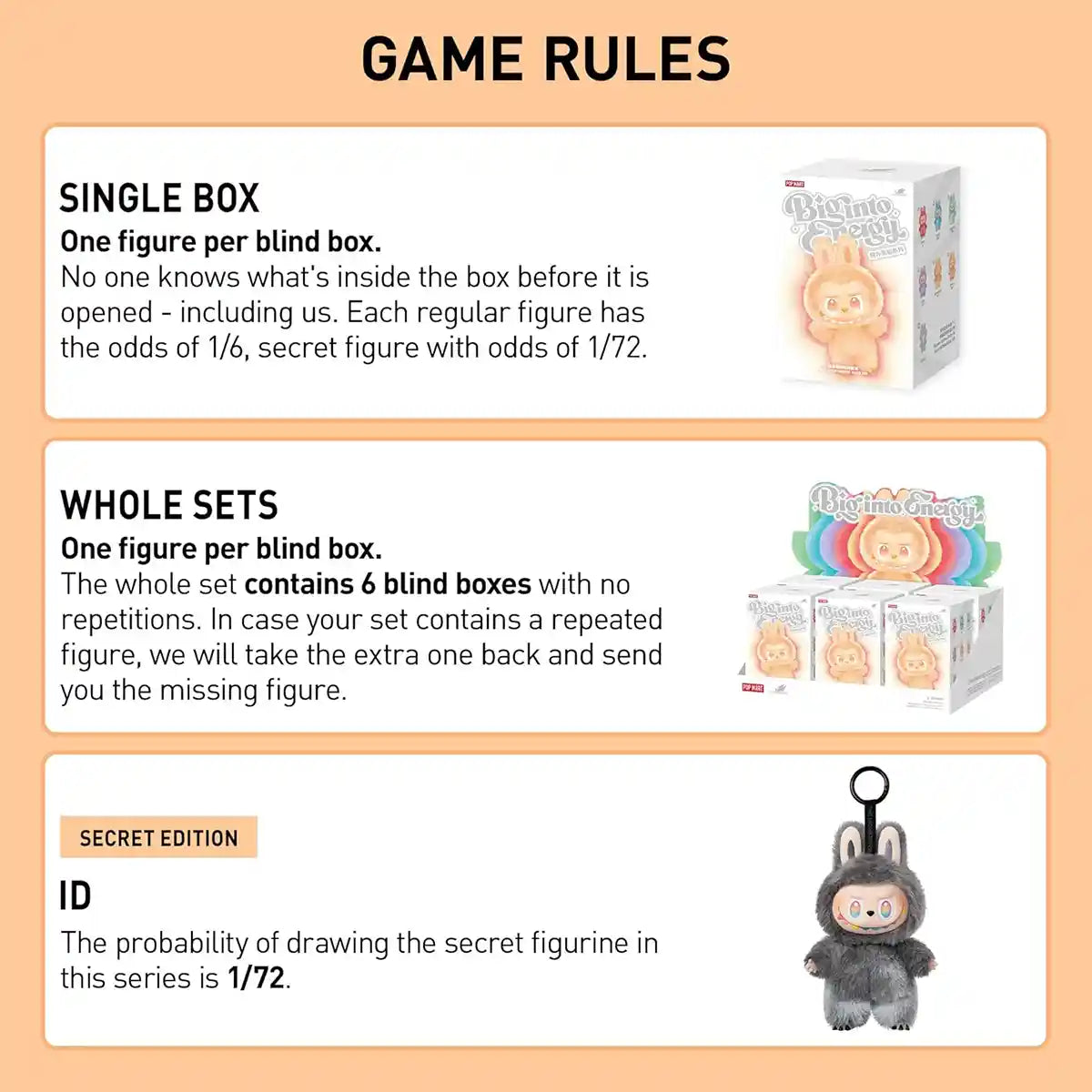 Original Labubu Big Into Energy Series-Vinyl Plush Pendant Blind Box Assorted- 15yrs+